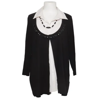 Blouse (Black, White) from Canda Premium Cotton, Elastane, Polyester, Viscose