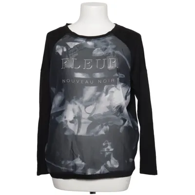 Langærmet t-shirt (Sort, Hvid) fra Casual Clothing Polyester, Viscose