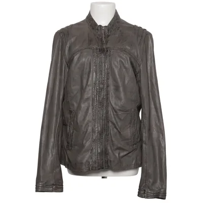 Läderjacka (Grå) från Oakwood Bomull, Polyester, Skinn