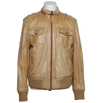 Leather jacket (Beige) from Chevirex Cotton, Leather, Polyester