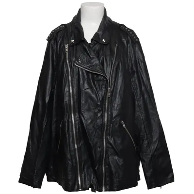 Bikerjacke (Schwarz) von Janina Curved Polyester, Polyurethan, Viskose
