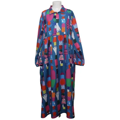 Skjortklänning (Blå, Flerfärgad) Bomull, Polyester