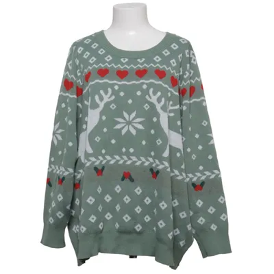 Christmas sweater (Green, Multicolored) from Zizzi Polyester