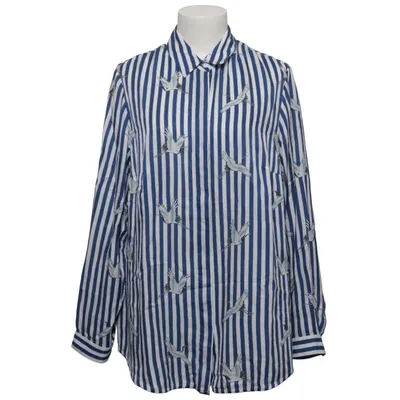 Blouse (Blue, White) from Louis and Mia Cotton, Silk