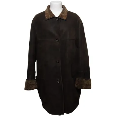 Veste en peau de mouton retournée (Marron) de Brookshire Cuir, Daim, Laine, Fourrure