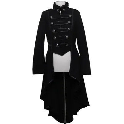 Coat (Black) from Punk Rave Polyester, Wool