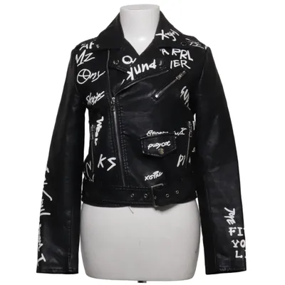 Biker jacket (Black, White) from GiorGia Polyurethane, Viscose
