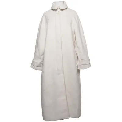 Frakke (Hvid) fra H&M Polyester, Uld