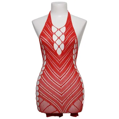 Jumpsuit (Red fishnet bodysuit, fishnet lingerie, fishnet dress, red bodystocking, seamless bodysuit, mesh lingerie, halter bodysuit, cut out bodysuit, erotic lingerie, sexy lingerie, clubwear, rave outfit, festival fashion, EDM outfit, pole dance outfit, exotic dancewear, boudoir lingerie, Valentine's lingerie, honeymoon lingerie, romantic gift, intimate apparel, one size lingerie, stretch bodysuit, body stocking, sheer lingerie, gothic fashion, alternative fashion, Y2K fashion, TikTok fashion, viral fashion, Instagram style, statement outfit, nightwear, women's lingerie, bedroom outfit, cosplay lingerie, fantasy outfit, bold fashion, seductive style, festival wear, rave clothing, sexy outfit, unique lingerie, fashion trend, eye catching, breathable mesh, party outfit, club fashion, bodycon look, gift for her, festival bodysuit.) van Rave Elastaan, Polyester