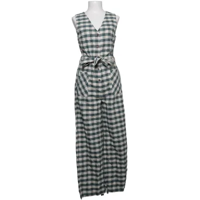 Jumpsuit (Green, White) from Mango Cotton, Linen