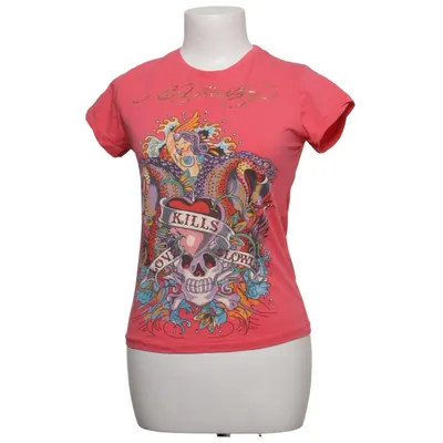 T-shirt (Roze, Meerkleurig) van Ed Hardy by Christian Audigier Katoen, Elastaan