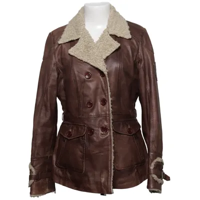 Shearling jas (Bruin, Beige) van Mauritius Acryl, Leer, Polyester