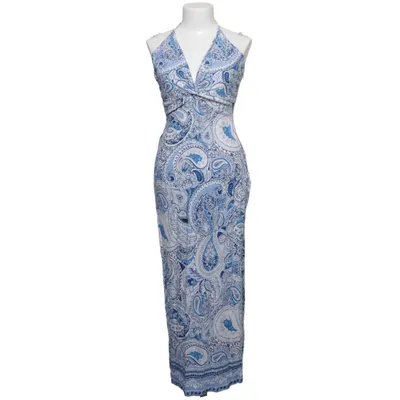 Halterneck dress (Blue, White, Multicolored) from Zara Linen, Viscose