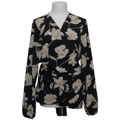 Wrap blouse (Black, Beige) from Happy Holly Polyester