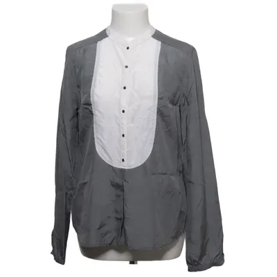 Blouse (Grijs, Wit) van Custommade Zijde