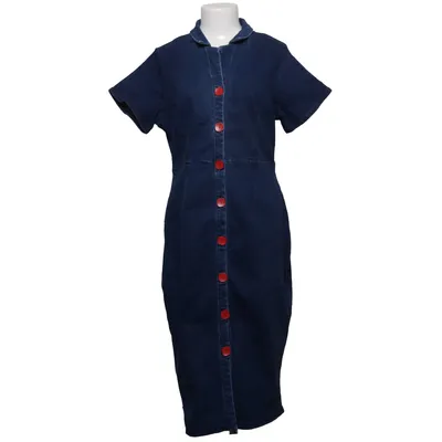 Denim jurk (Blauw) van Collectif Katoen, Elastaan, Polyester