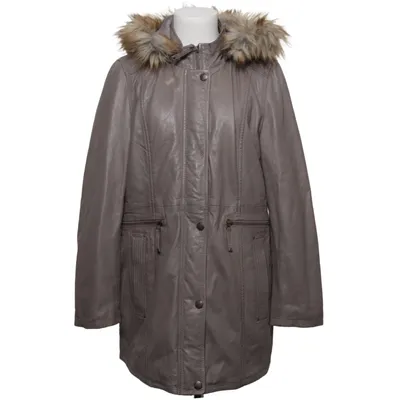 Leren jack (Beige) van Mainpol Imitatiebont, Leer, Polyester