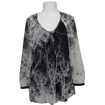 Blouse (Black, White) from Lauren Vidal Polyester, Viscose