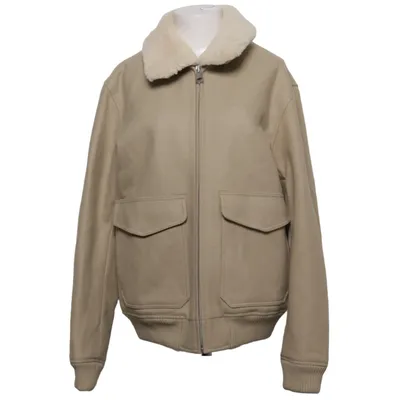 Shearling jas (Beige) van Sandro Acryl, Kasjmier, Katoen, Elastaan, Leer, Polyamide, Polyester, Viscose, Wol