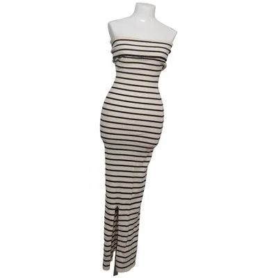 Maxikjole (Beige, Sort) fra Bershka Polyamid, Polyester, Viscose