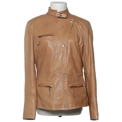 Bikerjacka (Beige) från Lekra Skinn, Polyester, Silke