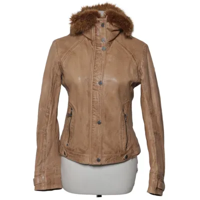 Leren jack (Beige) van Gipsy Acryl, Katoen, Leer, Polyester