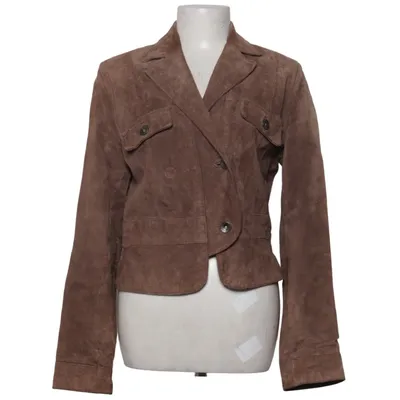 Läderjacka (Brun) från Pescara Akryl, Skinn, Polyester