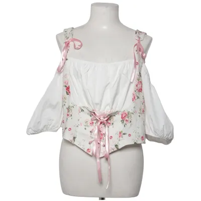 Dirndlbluse (Hvid, Pink, Grøn) fra Shein Curve Elastan, Polyester