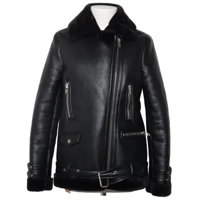 Shearling jas (Zwart) van Vera & Lucy Polyester, Polyurethaan