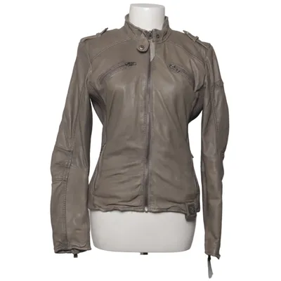 Leather jacket (Gray) from Tigha Cotton, Leather, Polyester