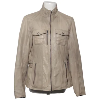 Läderjacka (Beige) från Cecil Bomull, Skinn, Polyester
