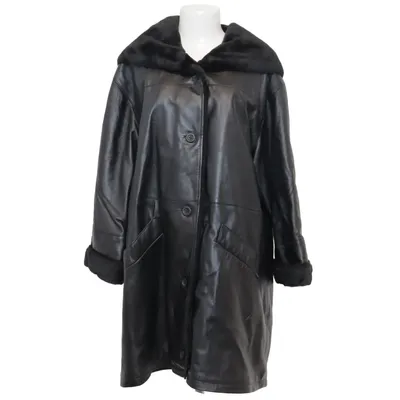 Leather coat (Black) from Fabiani Leather, Polyester
