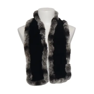 Écharpe (Noir, Gris) de Renard Soie, Viscose