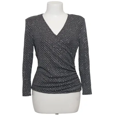 Slå-om bluse (Sort, Sølv) fra MSK Elastan, Metallfiber