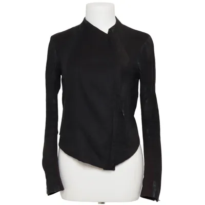 Veste (Noir) de Helmut Lang Coton, Élasthane, Cuir, Lin, Soie, Viscose