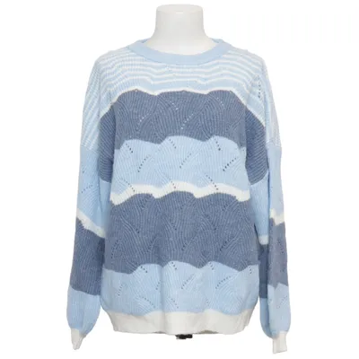 Pull-over (Bleu, Blanc) de Gina Acrylique, Élasthane, Polyester, Laine