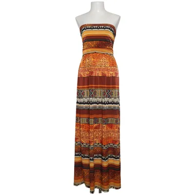 Maxikjole (Brun, Orange, Gul) fra Mlle Gabrielle Elastan, Polyester