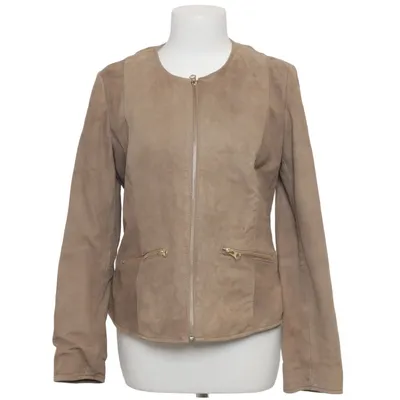 Läderjacka (Beige) från Mona Bomull, Skinn, Mocka