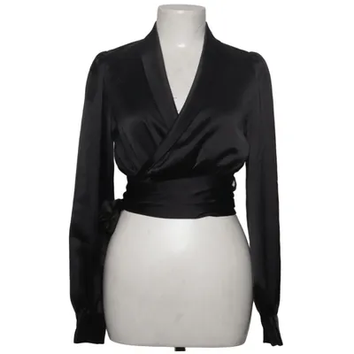 Slå-om bluse (Sort) fra Forever 21 Elastan, Polyester