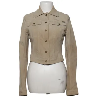Läderjacka (Beige) från Dept Bomull, Skinn, Polyester