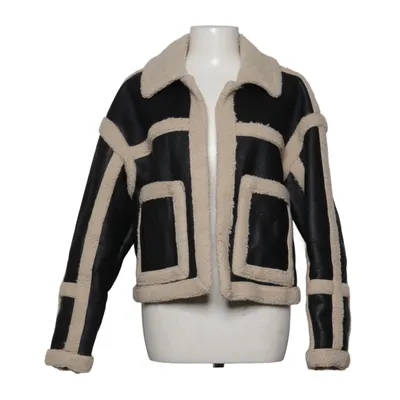 Veste en peau de mouton retournée (Noir, Beige) de Flammode Polyester, Polyuréthane