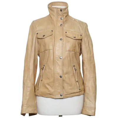Leather jacket (Brown) from Mauritius Acrylic, Leather, Polyester, Wool