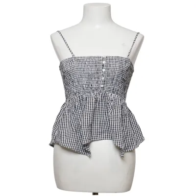 Peplum Top (Schwarz, Weiß) von American Eagle Baumwolle, Elasthan, Leinen, Polyester