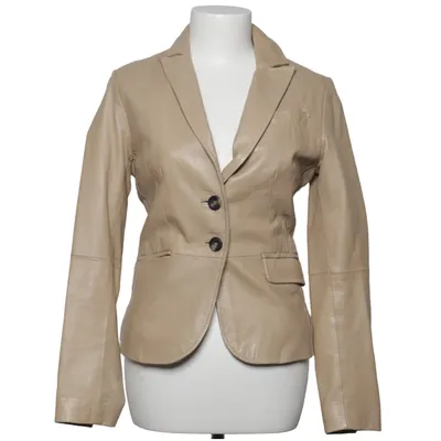 Læderblazer (Beige) fra Goosecraft Læder, Polyester