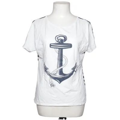 T-shirt (Hvid, Blå) fra Styleboom Bomuld, Viscose