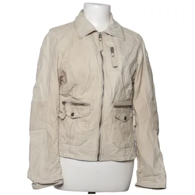 Leren jack (Beige) van Mauritius Katoen, Leer, Polyester