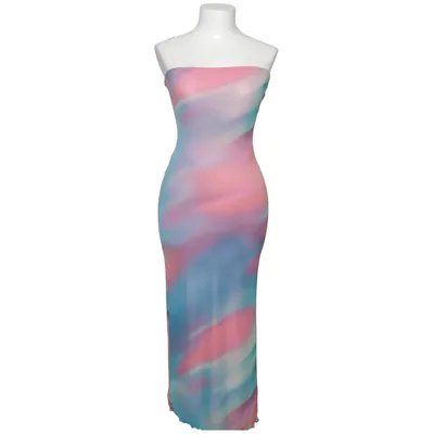 Maxikjole (Blå, Pink, Flerfarvet) fra Bershka Elastan, Polyester