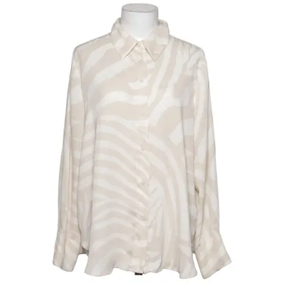 Blouse (Beige, White) from H&M Modern Classic Polyester