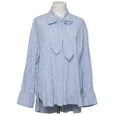 Schluppenbluse (Blau, Weiß) von Zeta Otto Baumwolle