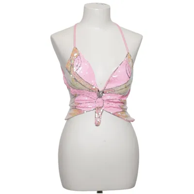 Halter neck top (Pink, Silver) Polyester